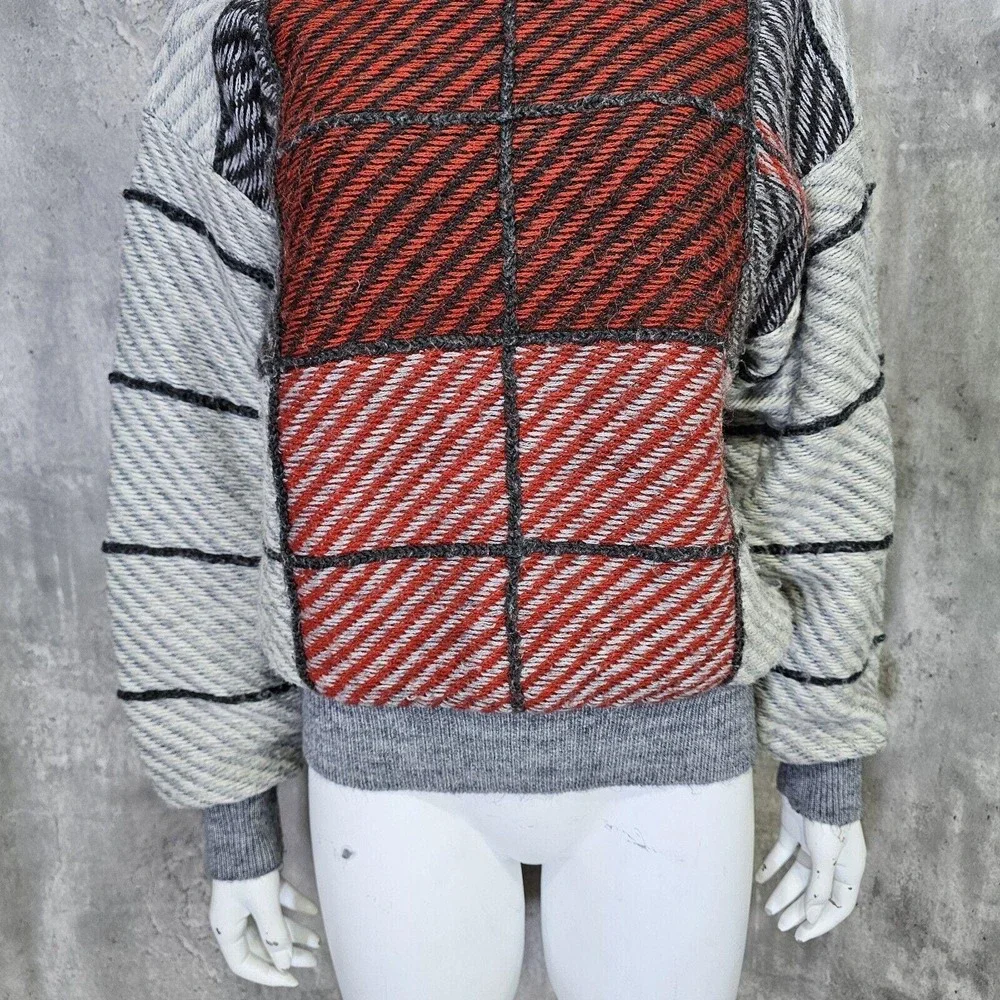 Vintage‎ 80s CTY Abstract Patchwork Knit Sweater Colorblock Artsy Cozy M